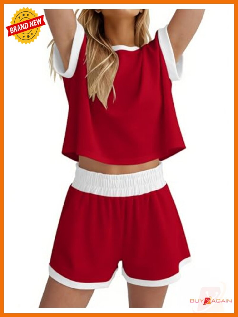Stripe Knit Short Sleeve Tee & Shorts Lounge Set